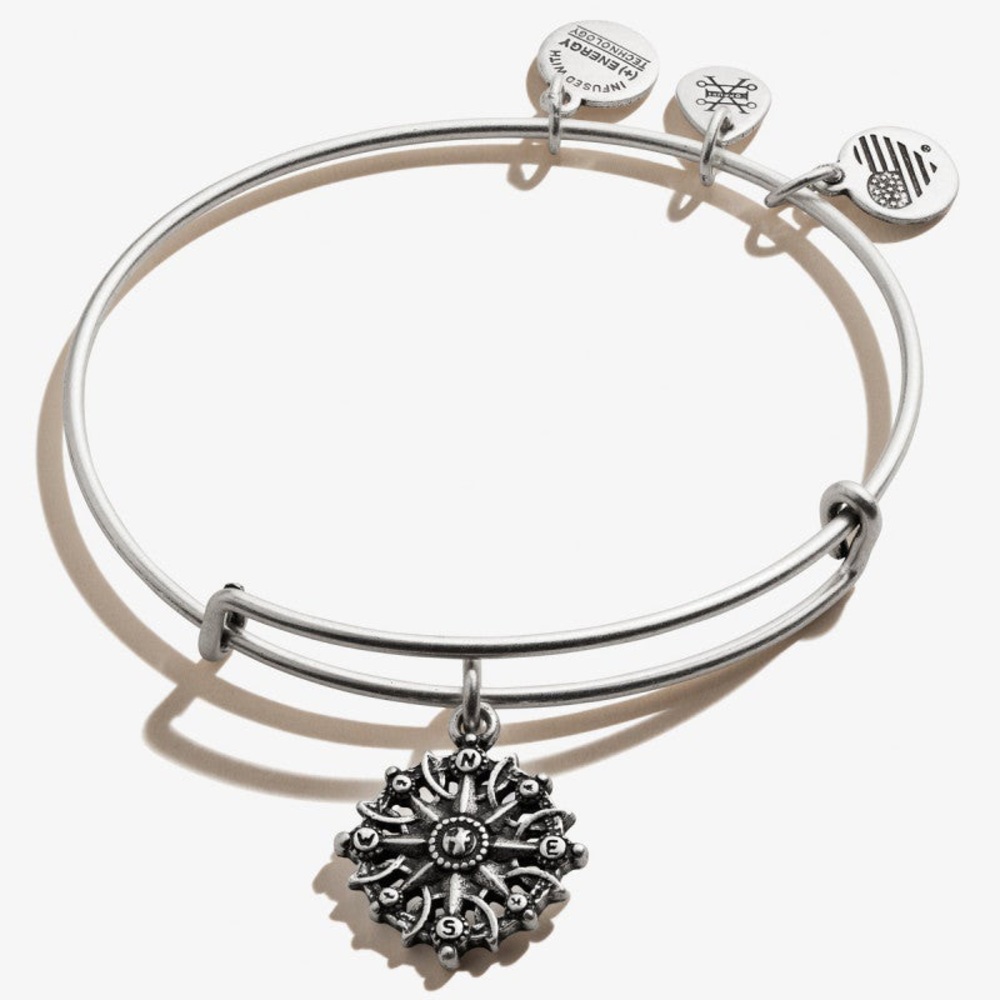 Alex and Ani Silver Compass Charm Bangle